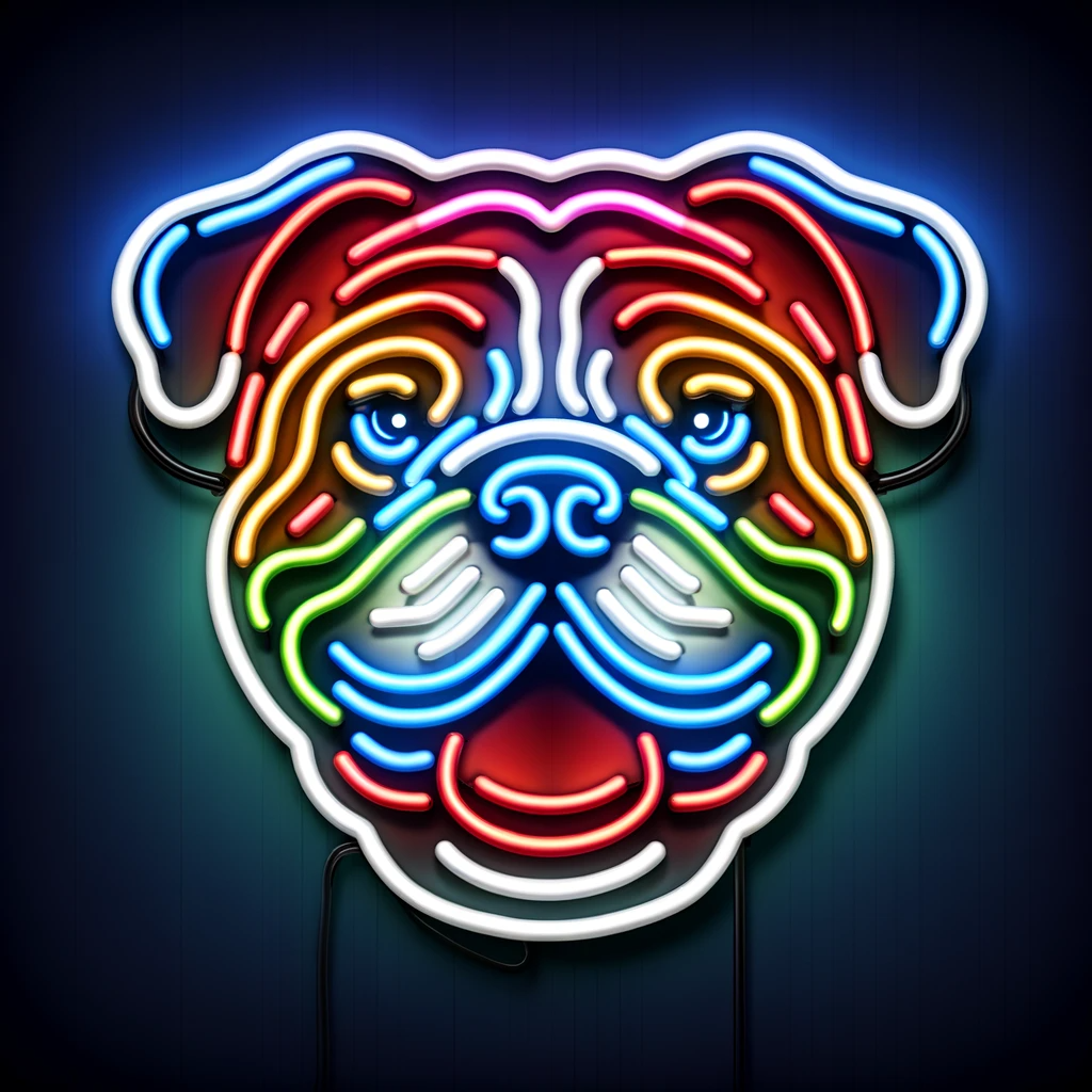 happy bulldog neon sign
