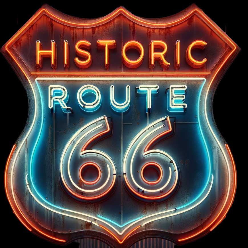 Historic Route 66 Neon Sign