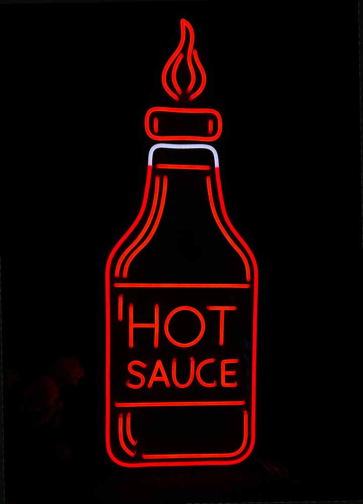 Hot Sauce Bottle Neon Sign