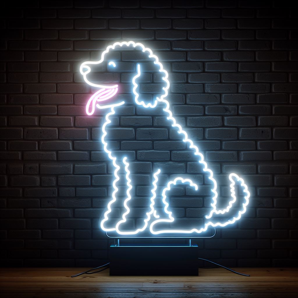 sitting labradoodle neon sign