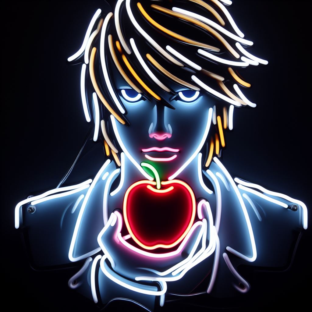 light yagami apple death note neon sign