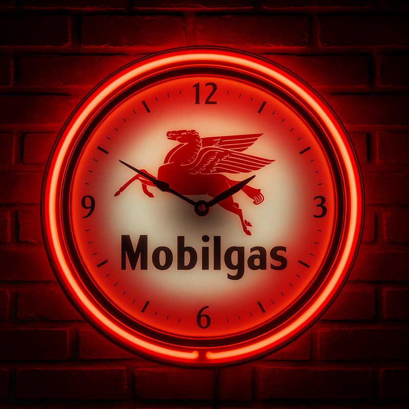 Mobilgas Neon Clock