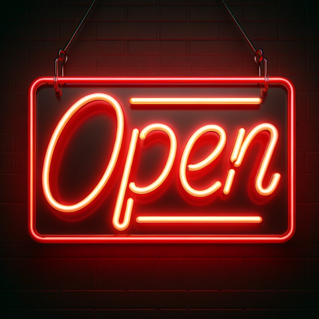 Neon Open Sign With Border