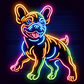 playful french bulldog neon sign