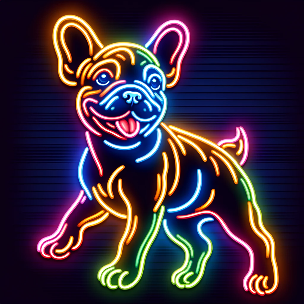 playful french bulldog neon sign