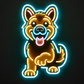 playful german shepherd pup neon sign