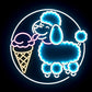 poodle licking ice cream cone neon sign