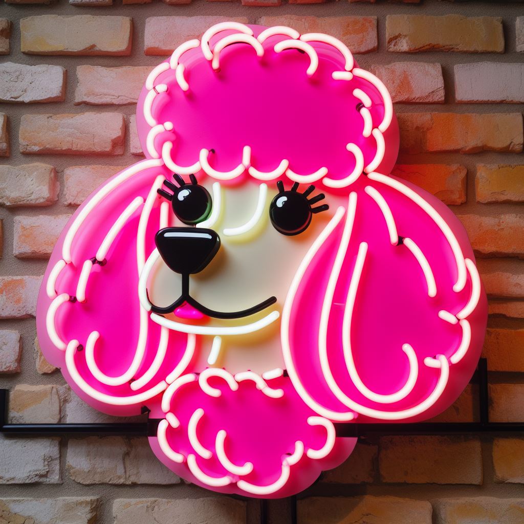pink poodle neon sign