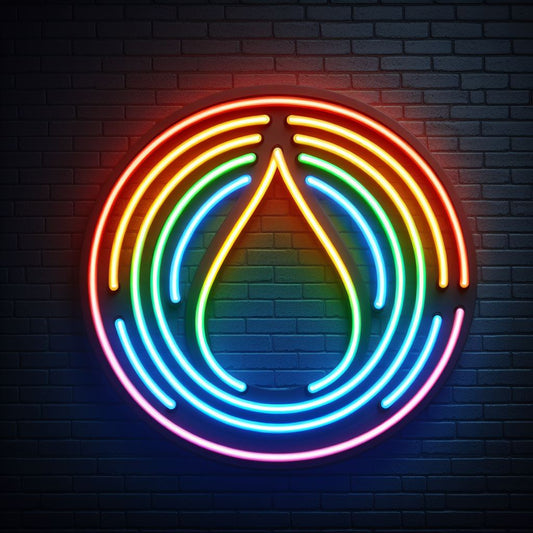 rainbow circle drop neon sign