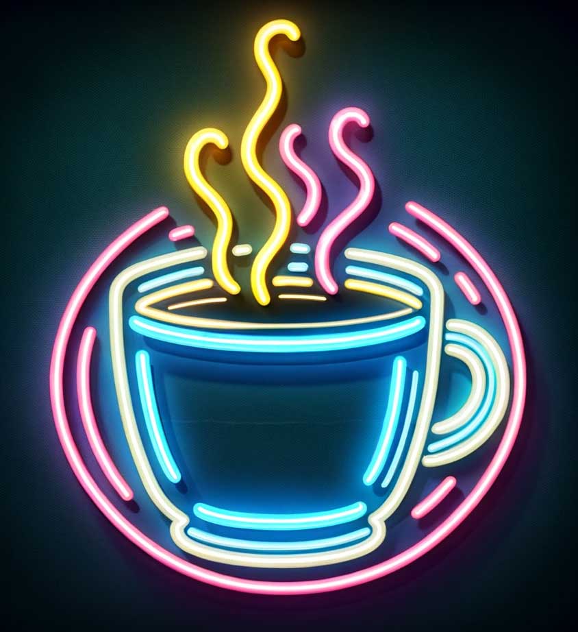 Retro Coffee Cup Neon Sign