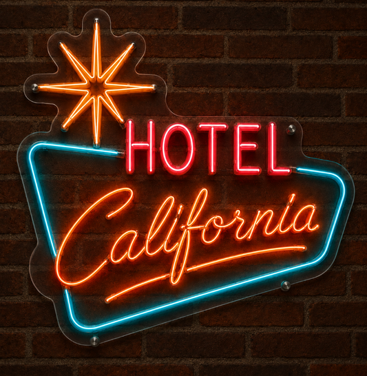 retro hotel california neon sign