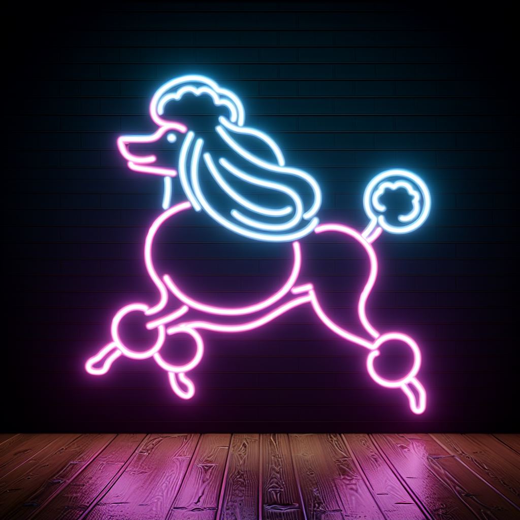 running poodle neon sign
