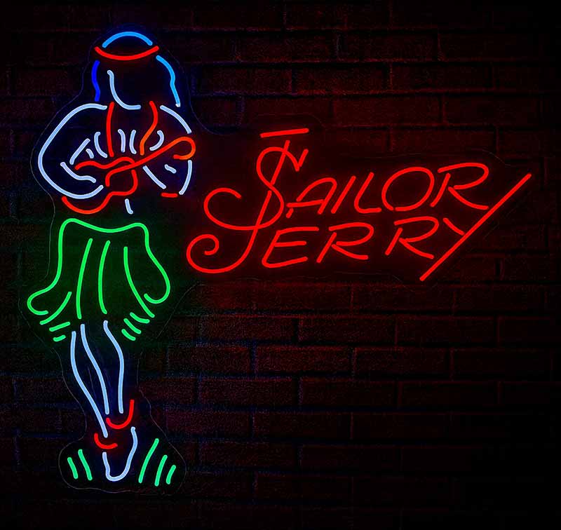Sailor Jerry Hula Girl Neon Sign For Sale