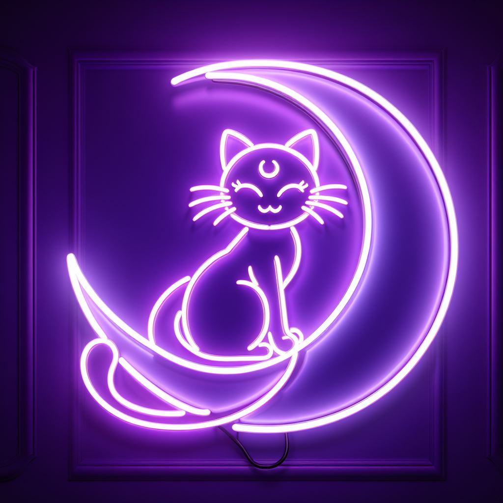 sailor moon luna cat neon sign