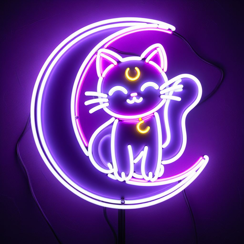 sailor moon luna cat neon sign