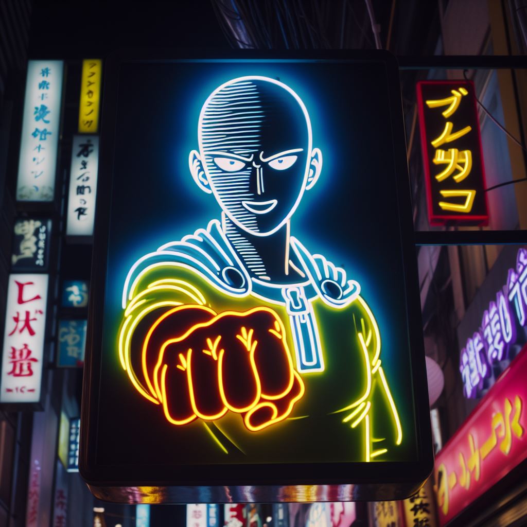 saitama one punch man neon sign