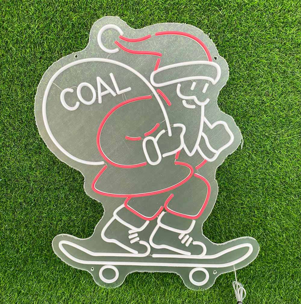 Skateboarding "Coal" Santa Neon Sign