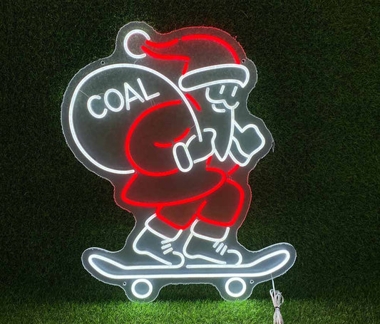 Santa On Skateboard Neon Sign