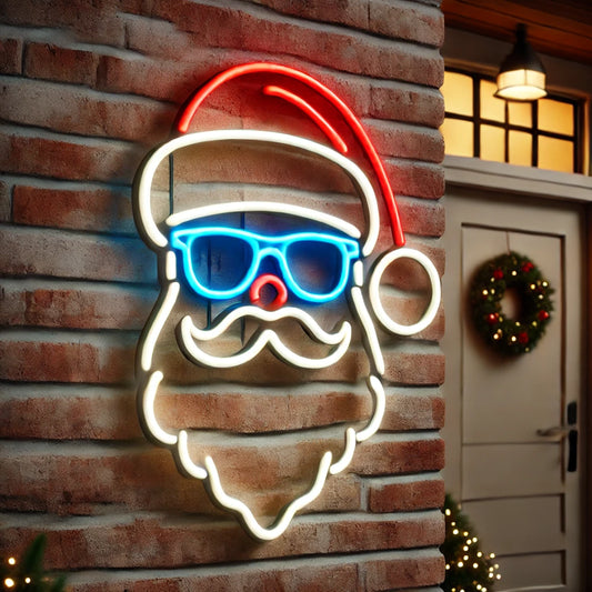 santa with sunglasses neon sign