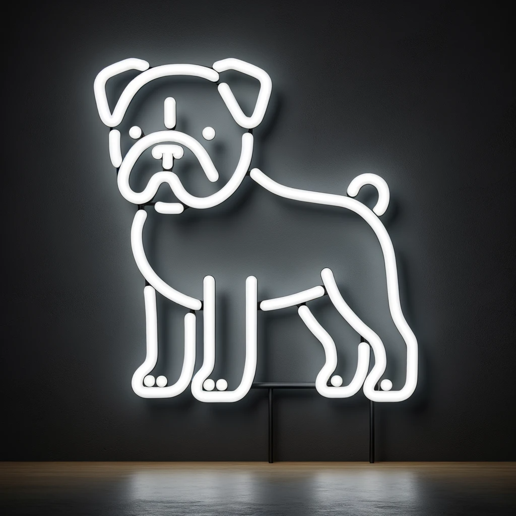 simple bulldog puppy neon sign
