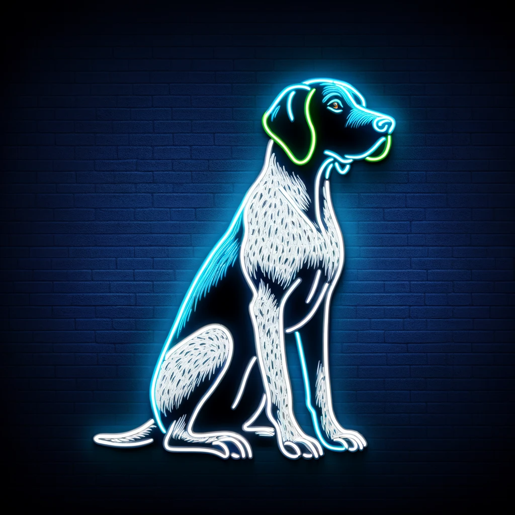 sitting german shorthaired pointer neon sign