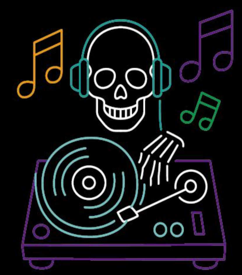 groovin skeleton dj neon sign