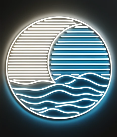 striped moon waves neon sign