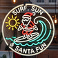 surf sun santa fun neon sign