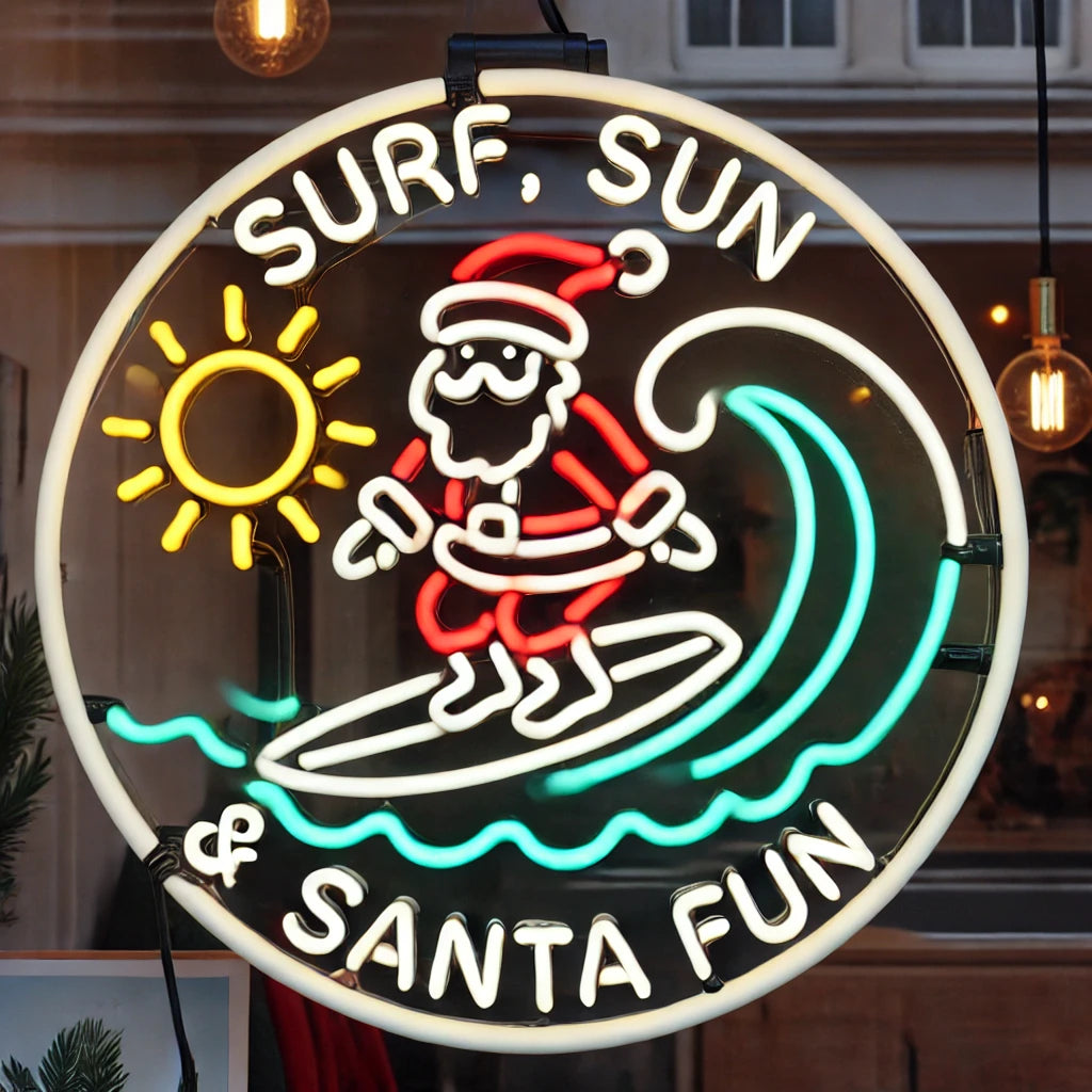 surf sun santa fun neon sign