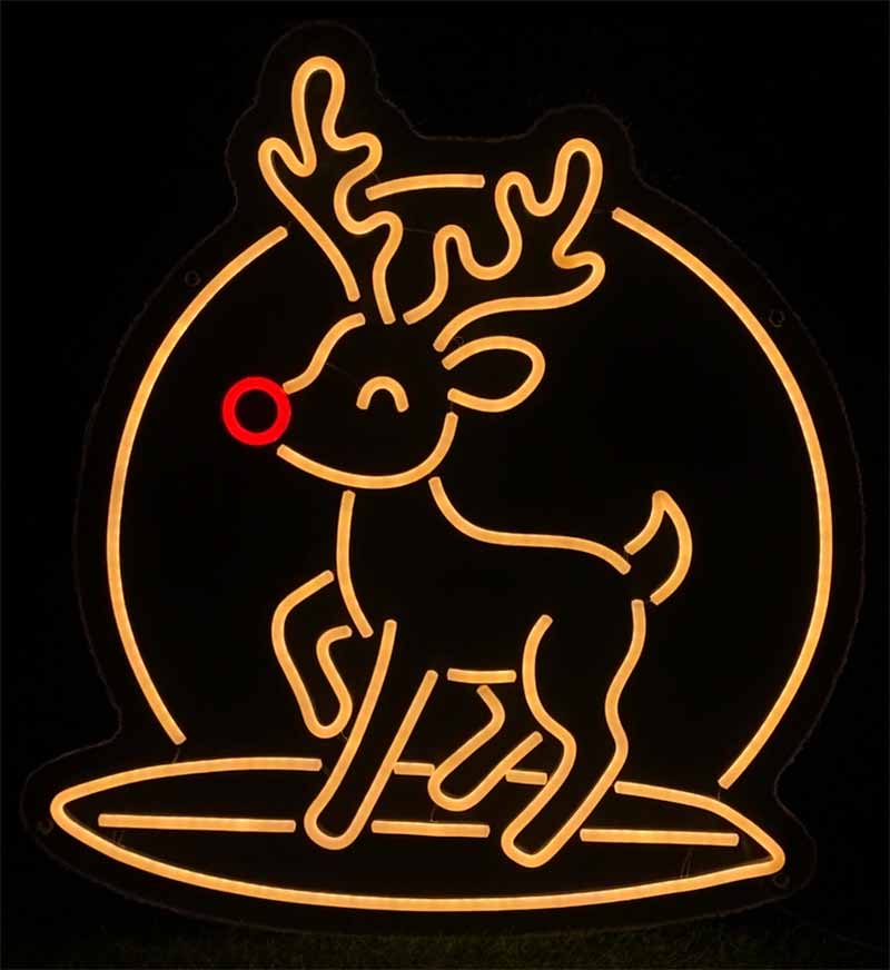 Surfing Rudolph Neon Sign