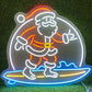 santa on a surfboard neon sign