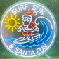 Santa On Surfboard & Sun Neon Sign