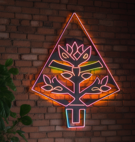 tribal tree neon sign
