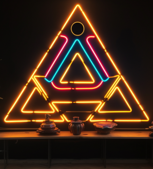 tribe triangle geometric neon sign