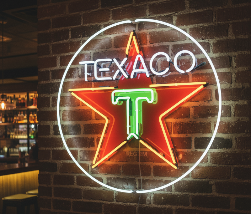 vintage inspired texaco neon sign
