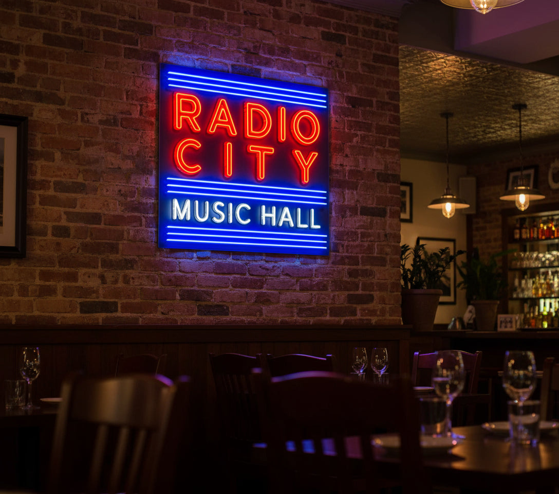 vintage radio city music hall neon sign