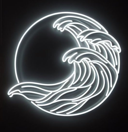 ocean breeze waves neon sign