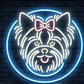 yorkshire terrier bow neon sign 
