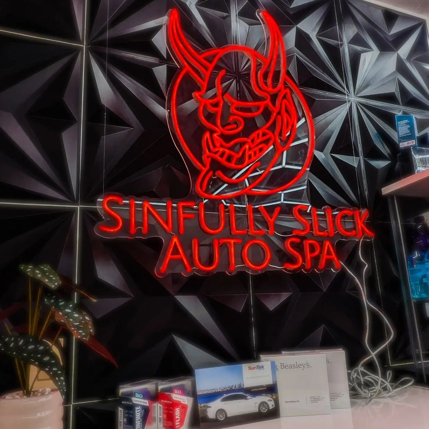 Sinfully Slick Auto Spa Neon Sign