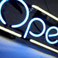 Blue Yellow Neon Open Sign Lights Up Customneonsigns