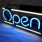 Blue Yellow Neon Open Sign Lights Up Customneonsigns