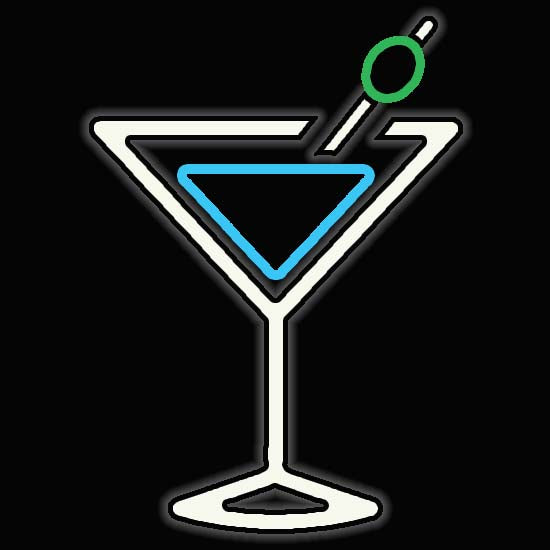 martini glass neon sign