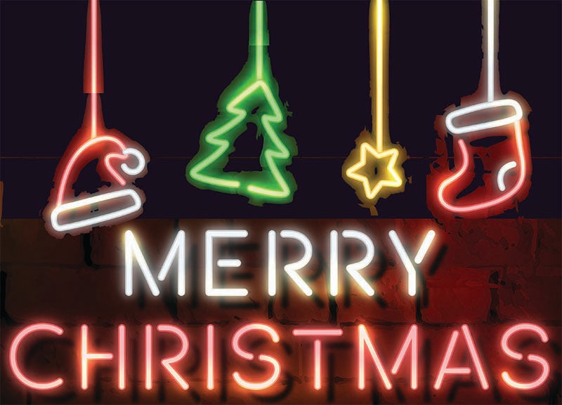 Merry Christmas Neon Ornament Sign