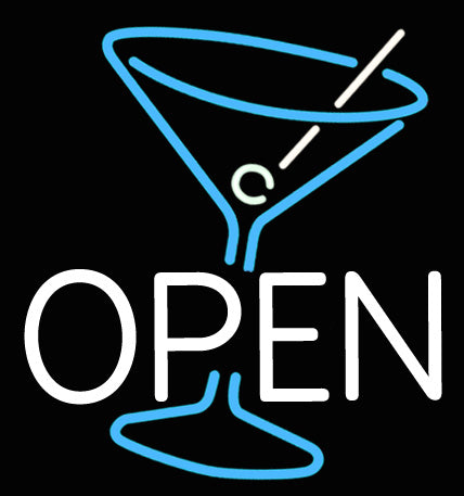 Custom OPEN Cocktail Glass Neon Sign