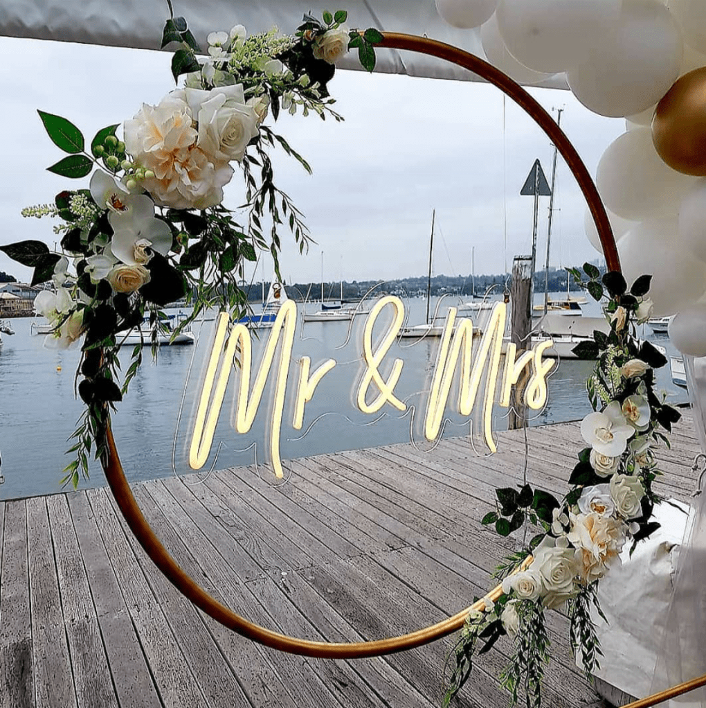 Mr & Mrs Neon Sign Hanging