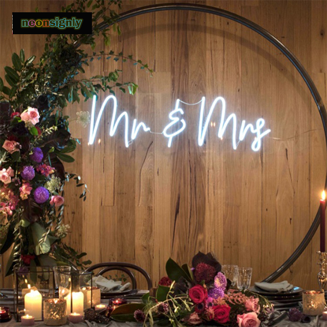 Mr & Mrs Neon Sign On Wall