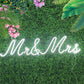 Mr & Mrs Neon Sign On Grass Wall
