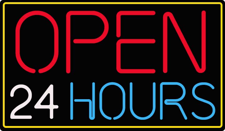 Open 24 Hours Neon Sign