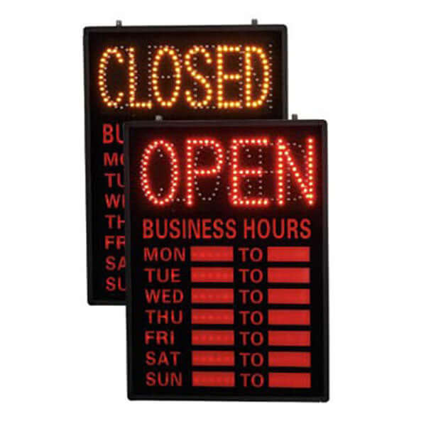 LED Open Closed Sign With Business Hours
