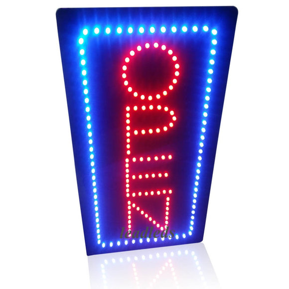 Verticle Open Sign Bright LED Light 19x10